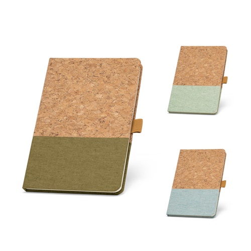 Bloc-notes A5 en liège et lin avec pages lignées
