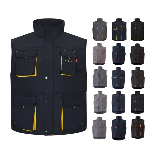 VL NERGAL. Gilet rembourré, bicolore, multipoches (120g/m²), en polyester (100%)