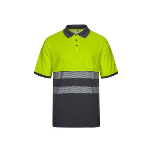 VL ACHELOUS. Polo piqué bicolore (150g/m²) à manches courtes, en coton (55%) et polyester (45%)