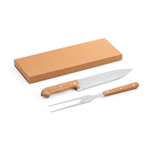 Ensemble de 2 pièces pour barbecue en bambou et acier inoxydable