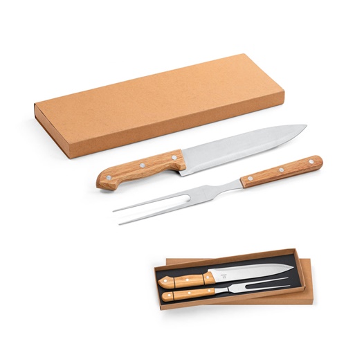 Ensemble de 2 pièces pour barbecue en bambou et acier inoxydable