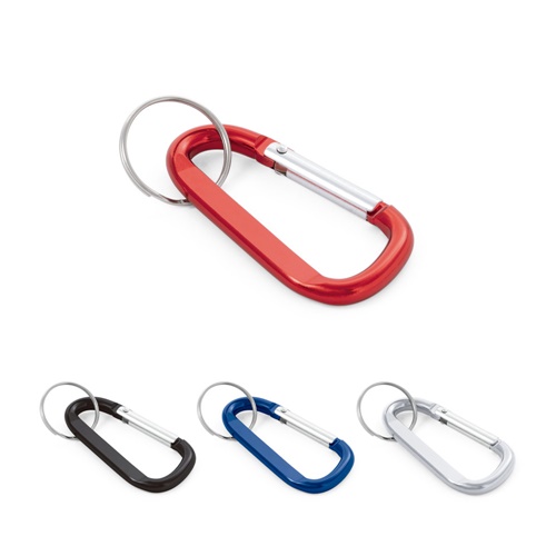 Mousqueton en aluminium avec anneau porte-clé