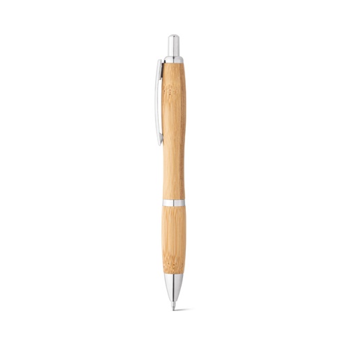 Stylo à bille en bambou avec clip et attributs métalliques