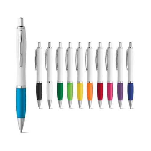 Stylo à bille en ABS blanc avec clip en métal