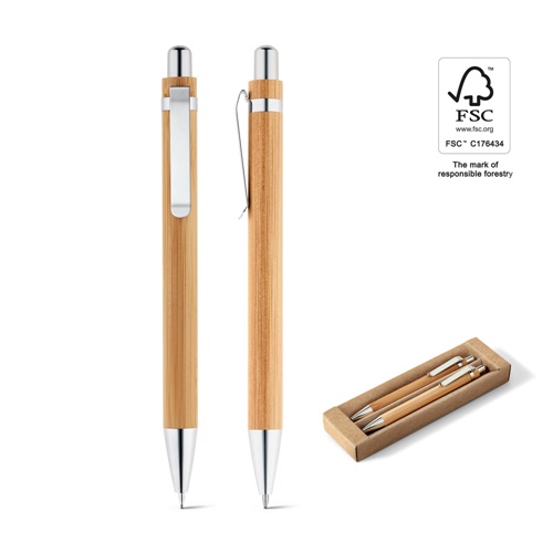 Kit stylo bille et porte-mine en bambou