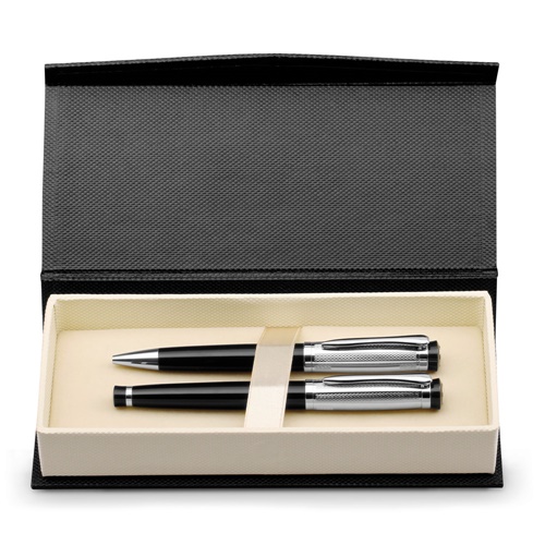 Set de stylo et de roller en métal avec clip