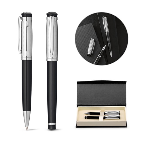 Set de stylo et de roller en métal avec clip