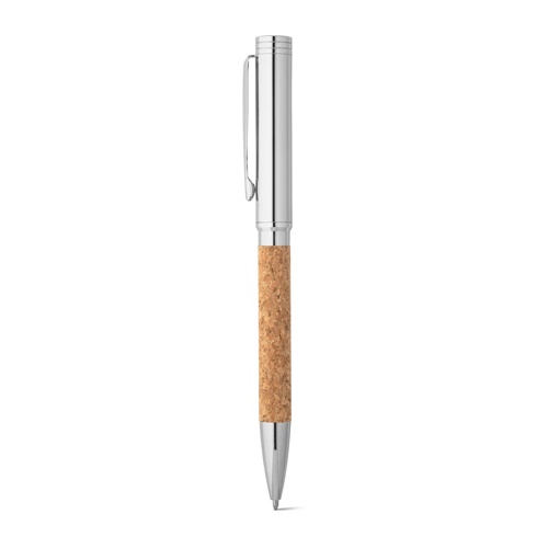 Stylo à bille en liège et métal avec mécanisme twist