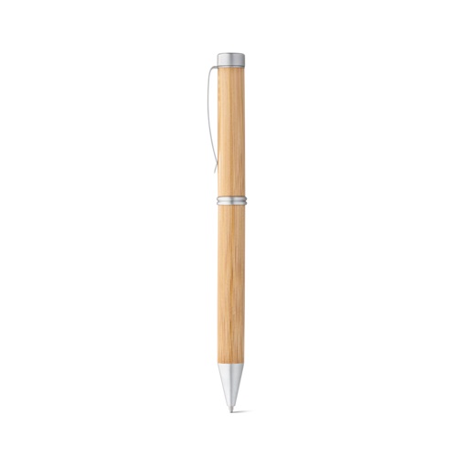Stylo en bambou avec mécanisme twist et clip en métal