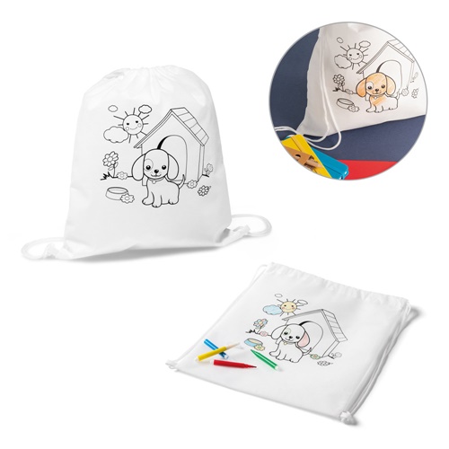 Sac à cordon pour enfant pour le coloriage (80 g/m²)