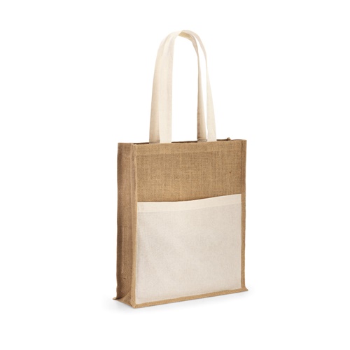 Sac en jute (240 g/m²) avec pochette 100% coton (140 g/m²)