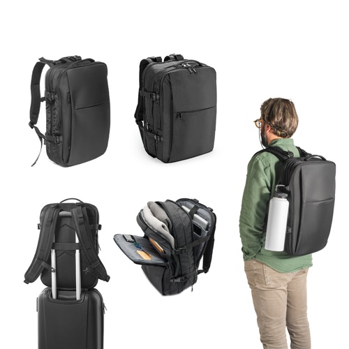 Sac à dos de voyage en polyester 600D recyclé haute densité pour ordinateur portable de 17.3 pouces