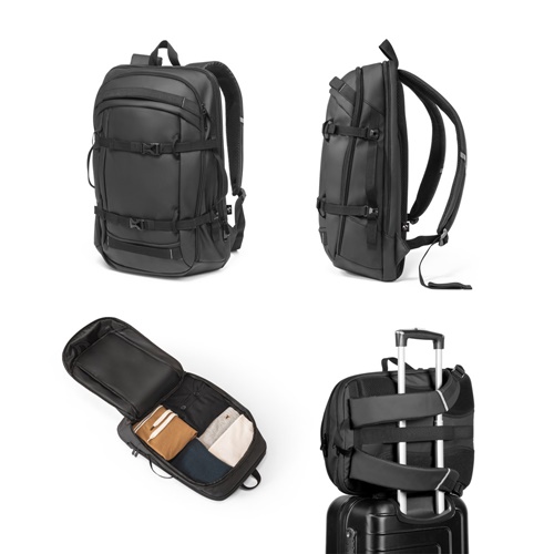 Sac à dos pour ordinateur portable en polyester recyclé haute densité 900D, avec revêtement imperméable et doublure en polyester recyclé 210D 17'3"
