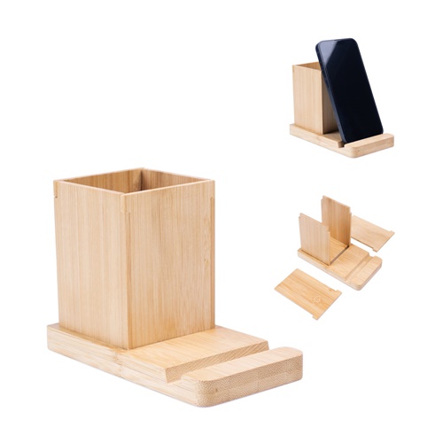 Set de bureau avec support pour téléphone portable et gobelet