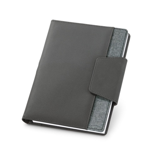 Couverture en PU et tissu polyester avec bloc-notes A5 avec pages unies