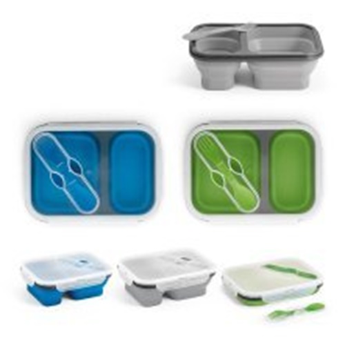 Lunch Box. Boîte hermétique rétractable en silicone et PP (480 et 760 mL)