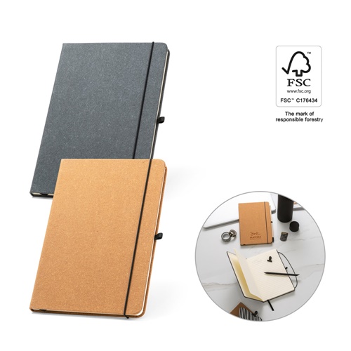 Bloc-notes A5 avec couverture rigide en cuir (70% recyclé) avec pages lignées