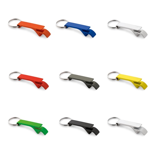 Porte-clés en aluminium avec ouvre-capsules