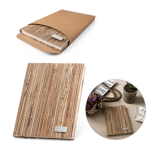 Bloc-notes A5 avec couverture rigide en fibre de paille naturelle