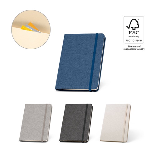 Bloc-notes de notes A5 en polyester recyclé (100% rPET) avec pages lignées