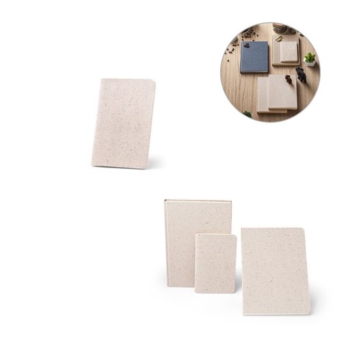 ORGANIC SOFT. Bloc-notes A6 avec couverture souple fabriquée à partir de matière organique d'éléphant (80%)