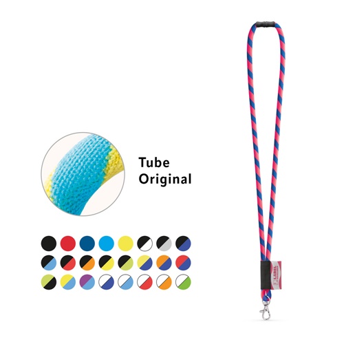 SET Lanyard TUBE Long (Ø 7 mm) avec mousqueton à porte de 9 mm et fermoir de sécurité Ø 7 mm