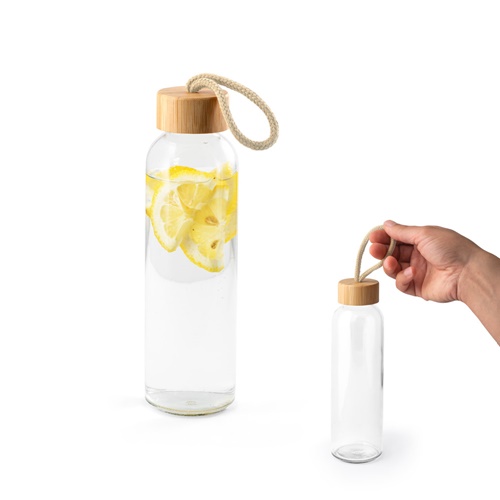 Bouteille en verre avec bouchon en bambou, 520 ml
