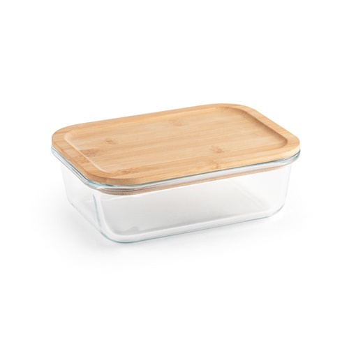 Lunch Box. Boîte hermétique en verre borosilicaté et couvercle en bambou 1000 mL