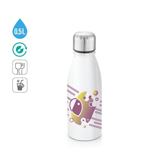 Bouteille en aluminium 500mL avec bouchon en acier inox à sublimation