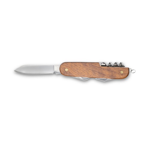 Couteau de poche multifonction en acier inoxydable et bois