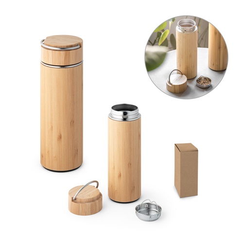Thermos 440mL en bambou et acier inox
