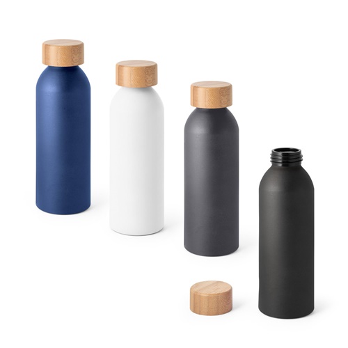 Bouteille 550mL en aluminium avec bouchon en bambou
