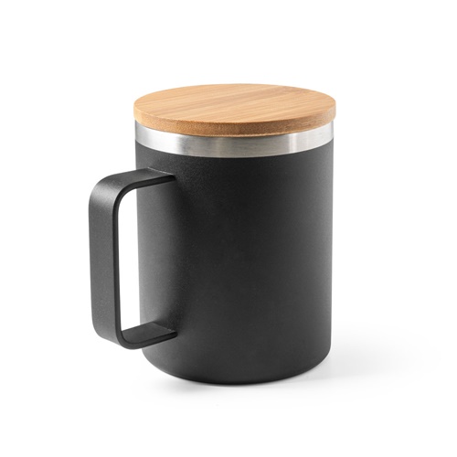 Mug en acier inoxydable recyclé à 90% avec couvercle en bambou 420 mL