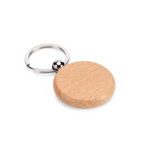 STEWIE ROUND. Porte-clés rond en bois de hêtre