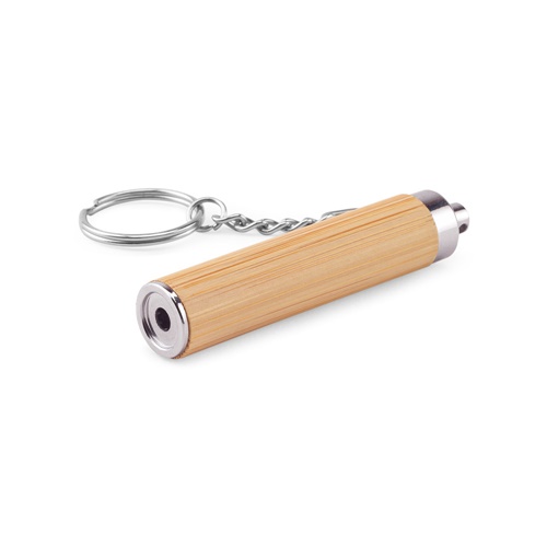 Porte-clés en bambou et ABS avec lampe torche LED