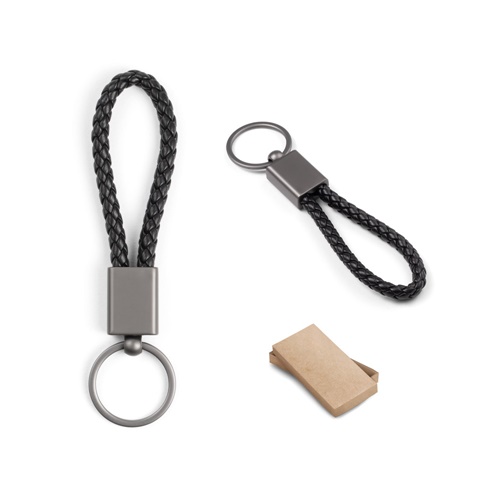 Porte-clés rectangulaire en cordon tressé en polyester (dont 21 % recyclé) et polyuréthane (79 % recyclé)
