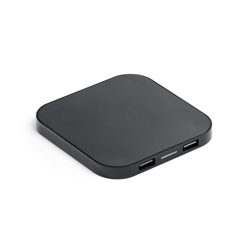 Chargeur sans fil 15W superfast avec HUB 2 ports USB-A en ABS recyclé (60 % rABS)