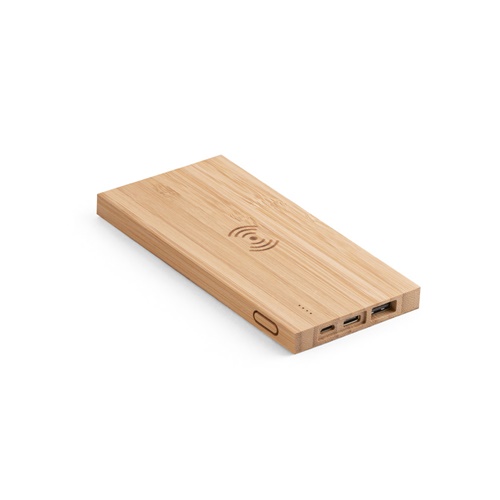 Power bank 5 000 mAh avec chargeur sans fil 5W en bambou