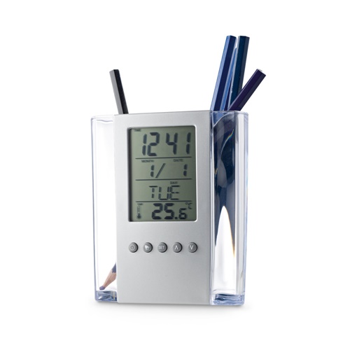 Horloge de bureau numérique multifonctionnelle avec porte-stylos