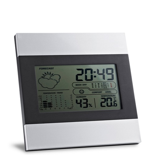 Station météo de bureau avec écran LCD en aluminium et ABS