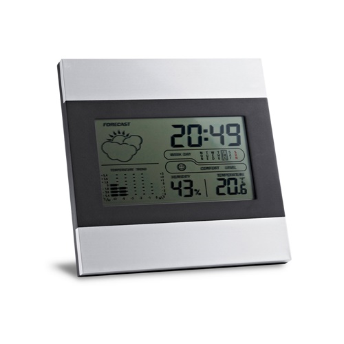 Station météo de bureau avec écran LCD en aluminium et ABS
