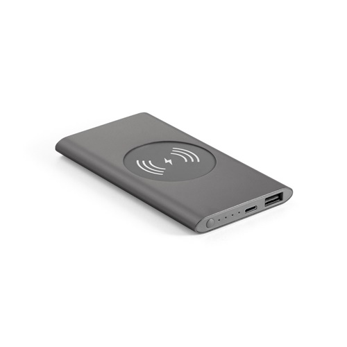 Power bank 4 000 mAh avec chargeur sans fil 5W en aluminium recyclé (100 % rAL)