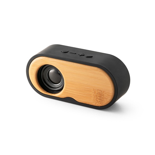 Haut-parleur portable 3W avec 5h d'autonomie fabriqué en bambou et en ABS recyclé (100 % rABS)
