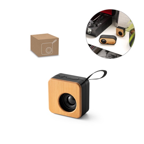 Enceinte portable 3W avec 4h d'autonomie en bambou et ABS recyclé (100 % rABS)