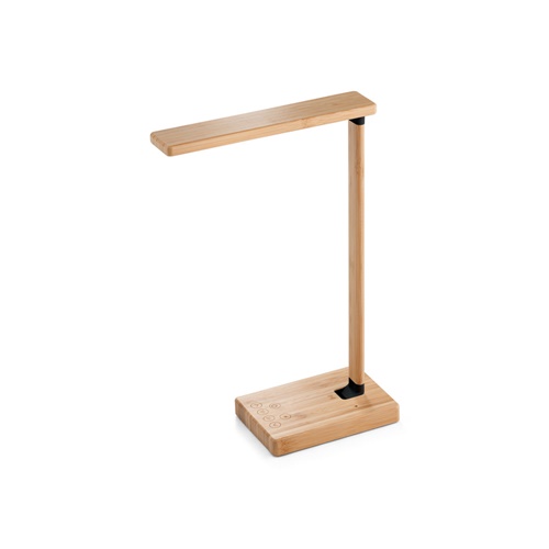 Lampe de bureau pliante avec chargeur sans fil ultrarapide de 15 W en bambou