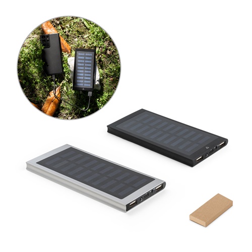Batterie nomade de 8 000 mAh avec panneau solaire en aluminium 100 % recyclé