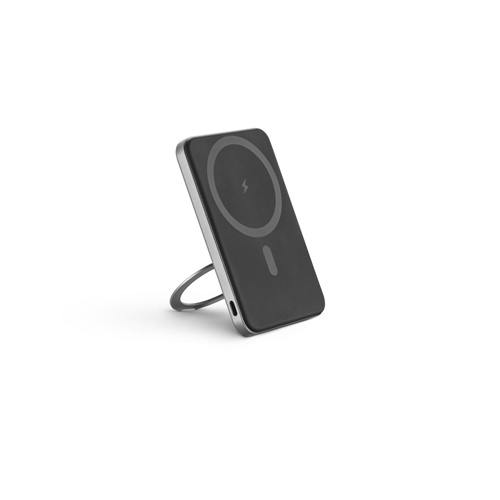 WARSHEL 5. Batterie nomade magnétique de 5 000 mAh avec chargeur sans fil ultrarapide de 15 W en ABS recyclé (100 % rABS) avec support