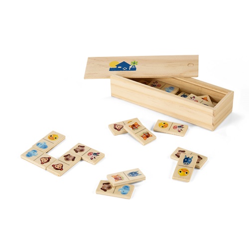 Jeu de dominos en bois pour enfants avec 28 des dessins d'animaux