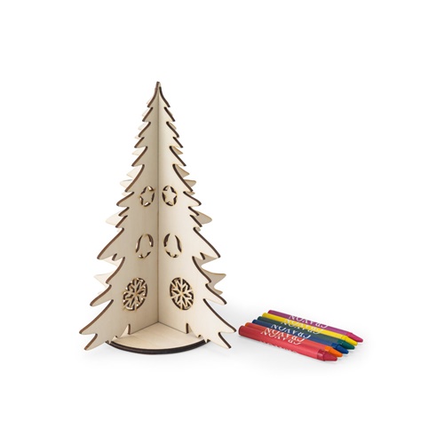 Arbre de Noël en bois pliable à colorier