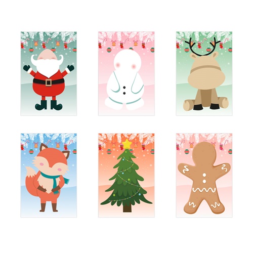 Set de six feuilles avec figurines de Noël et 3 feuilles d'autocollants